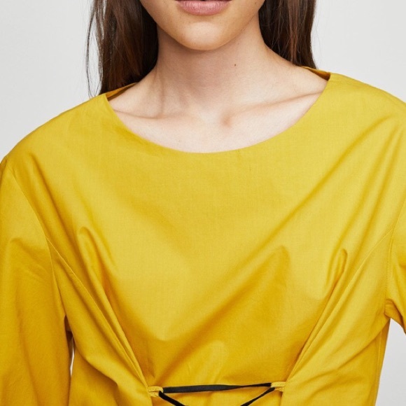 MANGO Yellow Corset Long Sleeves Cotton Blouse - Picture 5 of 7
